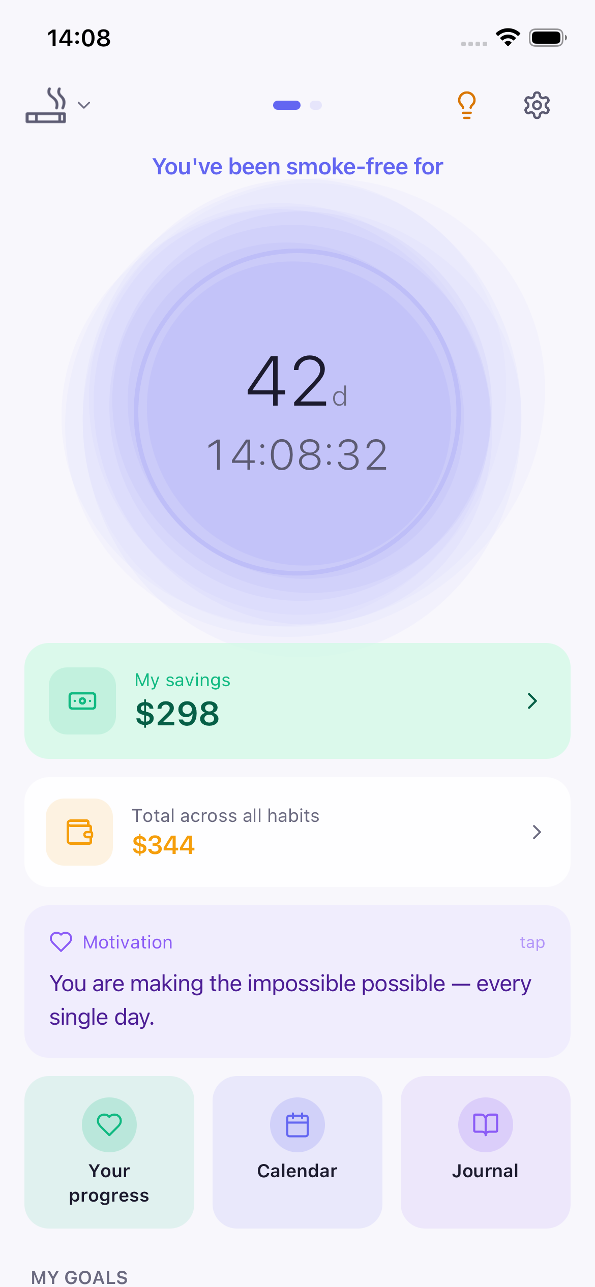 Habitrex main screen