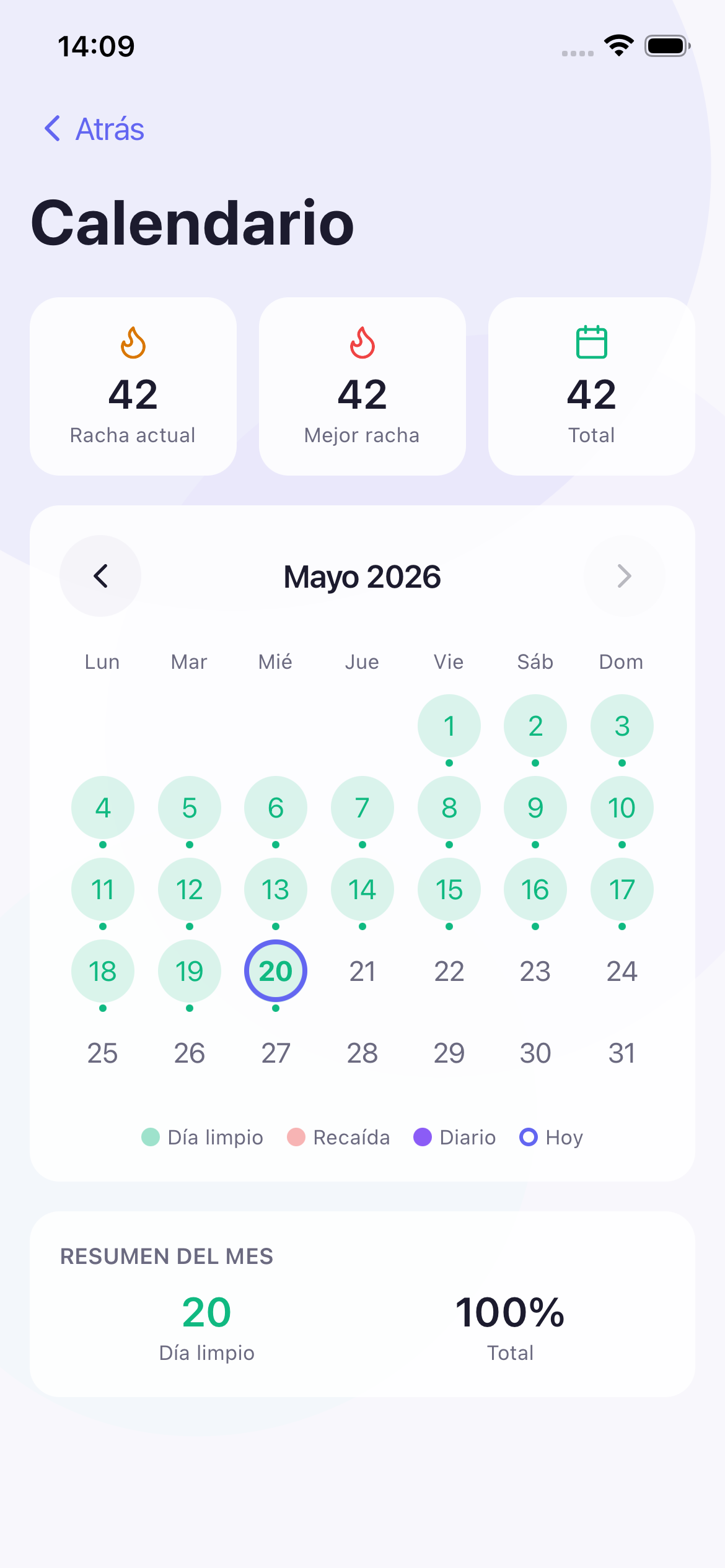 Calendario en Habitrex